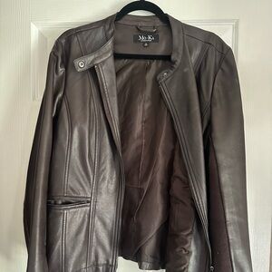 Women's XL Brown Faux Leather Jacket